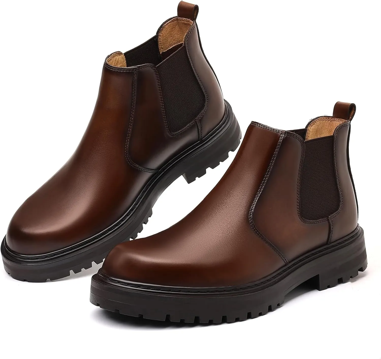 Holy dove Mens Chelsea Boots Leather Ankle Boots for Men Classic Stylish Slip On Dress Boots for Casual Fomal Wear