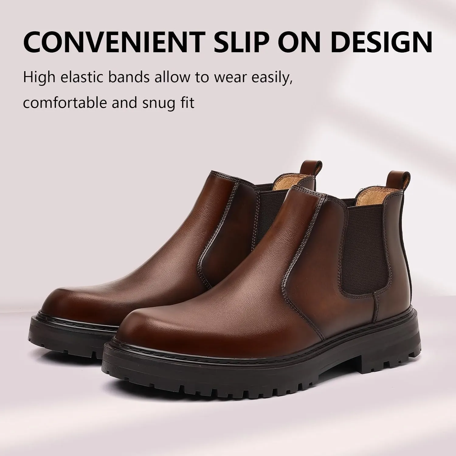Holy dove Mens Chelsea Boots Leather Ankle Boots for Men Classic Stylish Slip On Dress Boots for Casual Fomal Wear