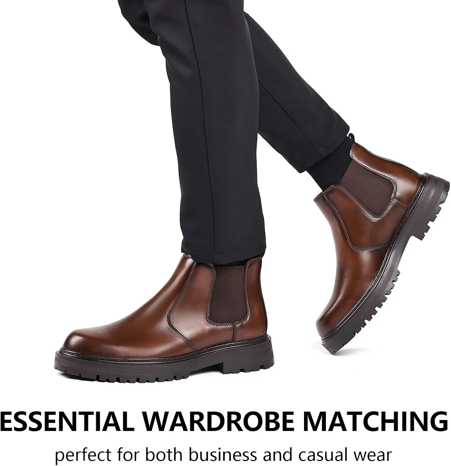 Holy dove Mens Chelsea Boots Leather Ankle Boots for Men Classic Stylish Slip On Dress Boots for Casual Fomal Wear