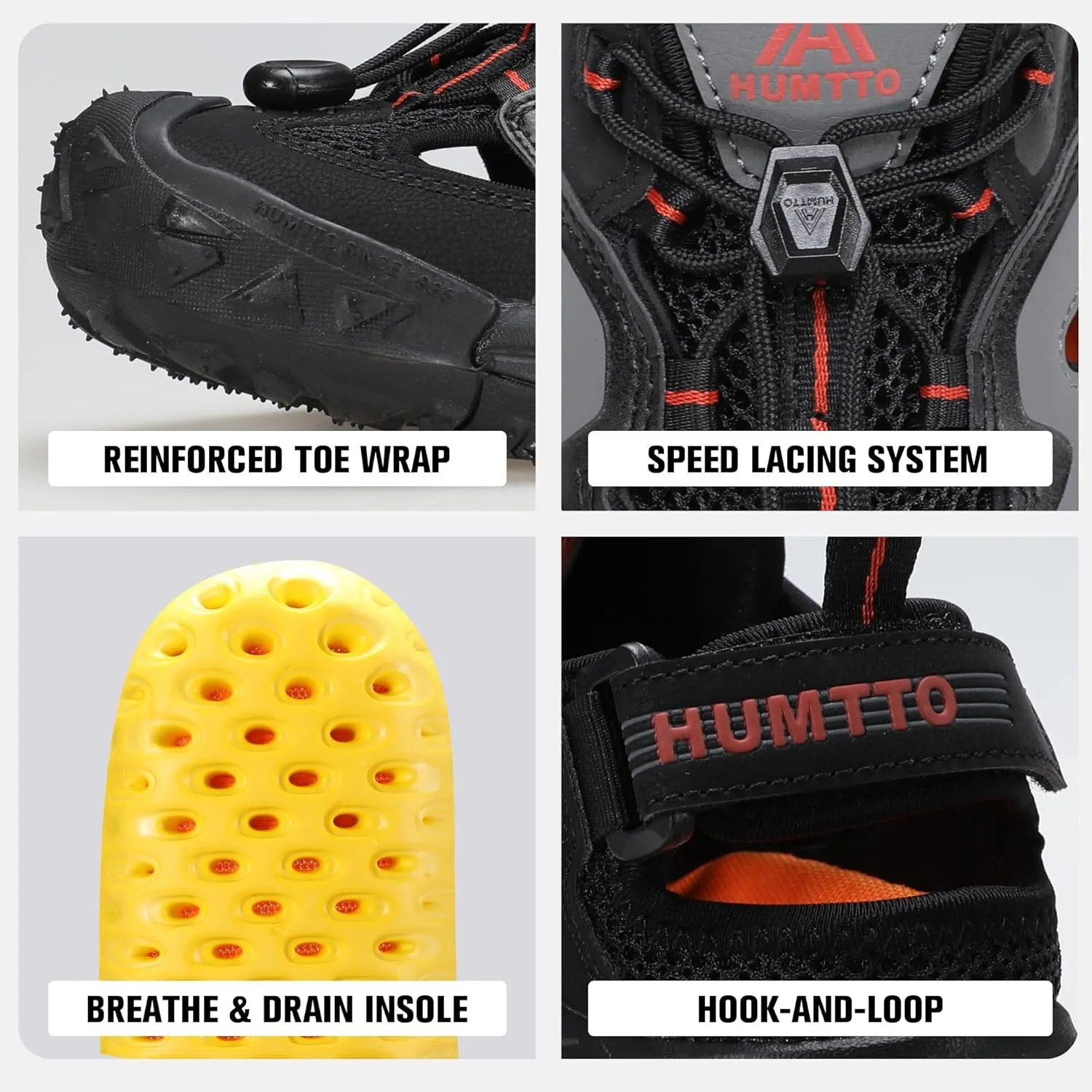 HUMTTO Men's Amphibious Closed Toe Hiking Sandals Quick-Dry Water Shoes Non-Slip Athletic Adjustable Outdoor Fisherman Beach Summer Walking Travel Shoe