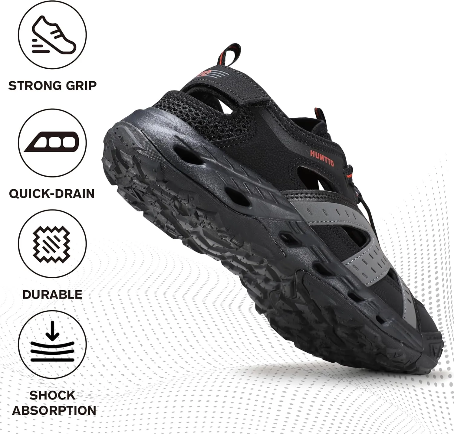 HUMTTO Men's Amphibious Closed Toe Hiking Sandals Quick-Dry Water Shoes Non-Slip Athletic Adjustable Outdoor Fisherman Beach Summer Walking Travel Shoe