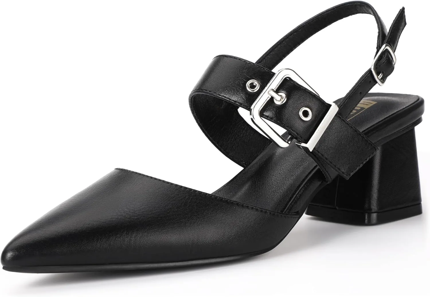 IDIFU IN2 Women's Pumps Closed Toe Chunky Block Slingback Heels Wedding Bridal Bride Prom Formal Dress Shoes for Women Dressy Casual Comfortable Cute Trendy Pointed Toe Low Short Thick Heels
