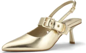 IDIFU IN3 Kitten Heels Slingback Closed Pointed Toe Low Pumps Dress Shoes for Women Bride Ladies Guest Comfortable Dressy Formal Cute Wedding Office Work Business Buckle Heels Pumps
