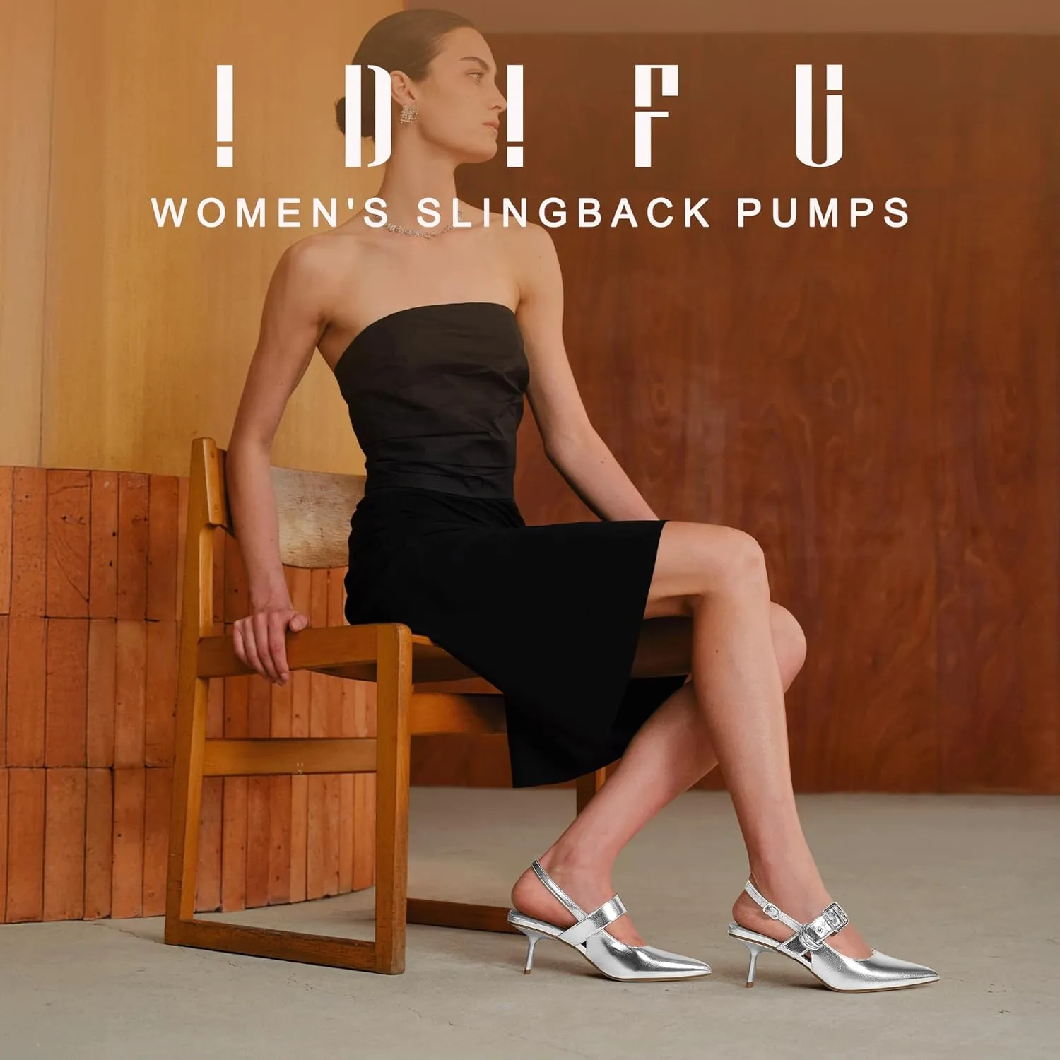 IDIFU IN3 Kitten Heels Slingback Closed Pointed Toe Low Pumps Dress Shoes for Women Bride Ladies Guest Comfortable Dressy Formal Cute Wedding Office Work Business Buckle Heels Pumps