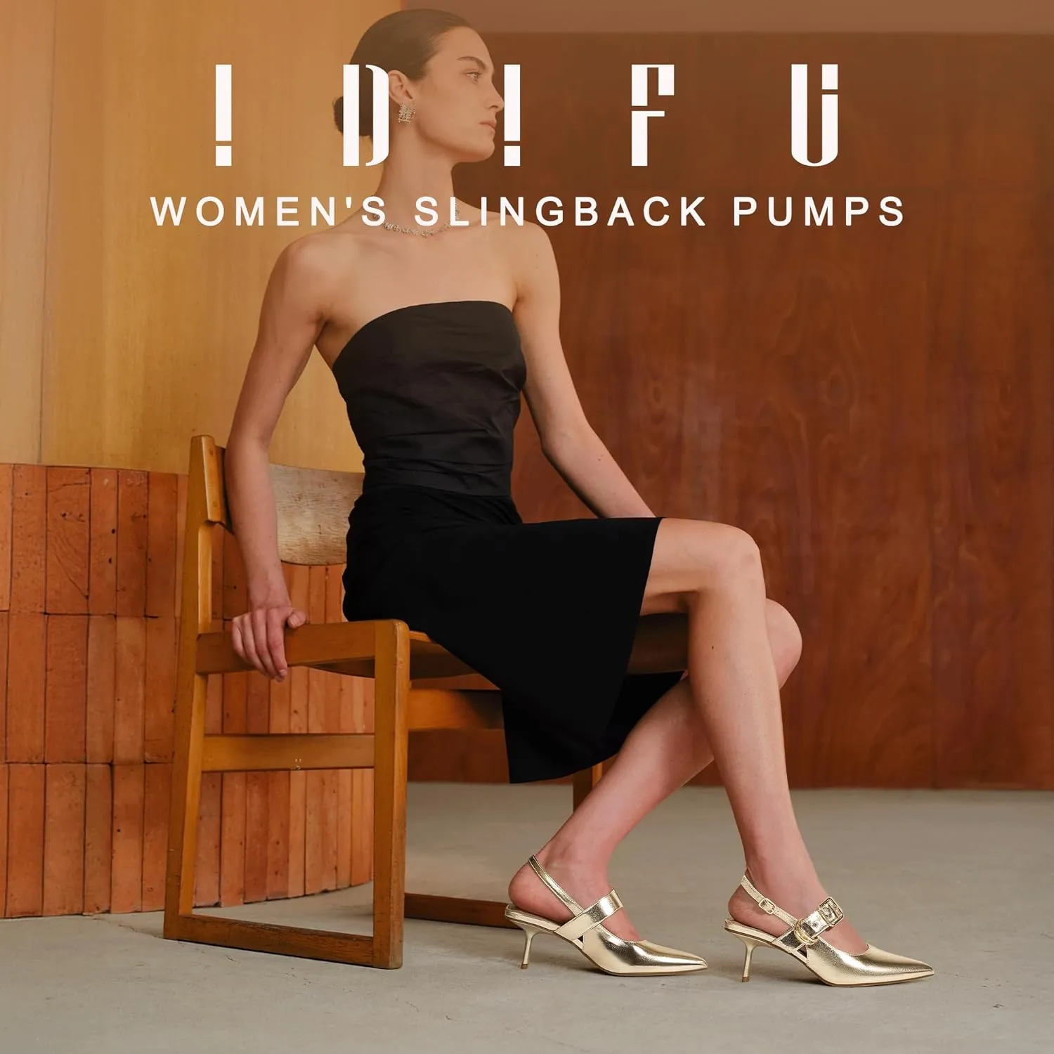IDIFU IN3 Kitten Heels Slingback Closed Pointed Toe Low Pumps Dress Shoes for Women Bride Ladies Guest Comfortable Dressy Formal Cute Wedding Office Work Business Buckle Heels Pumps