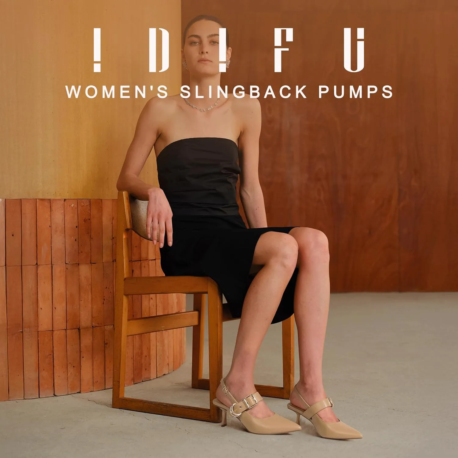 IDIFU IN3 Kitten Heels Slingback Closed Pointed Toe Low Pumps Dress Shoes for Women Bride Ladies Guest Comfortable Dressy Formal Cute Wedding Office Work Business Buckle Heels Pumps