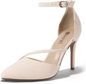 IDIFU IN4 Women's Pumps Closed Toe Heels Stiletto High Heels Dress Shoes for Women Wedding Prom Dressy Party Bridal Shoes Trendy Strappy Pointed Toe Ankle Strap Heels Pumps