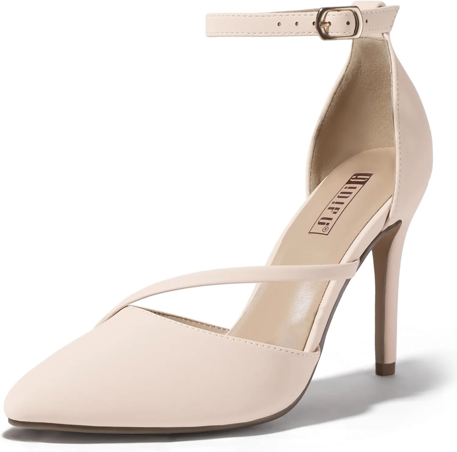 IDIFU IN4 Women's Pumps Closed Toe Heels Stiletto High Heels Dress Shoes for Women Wedding Prom Dressy Party Bridal Shoes Trendy Strappy Pointed Toe Ankle Strap Heels Pumps