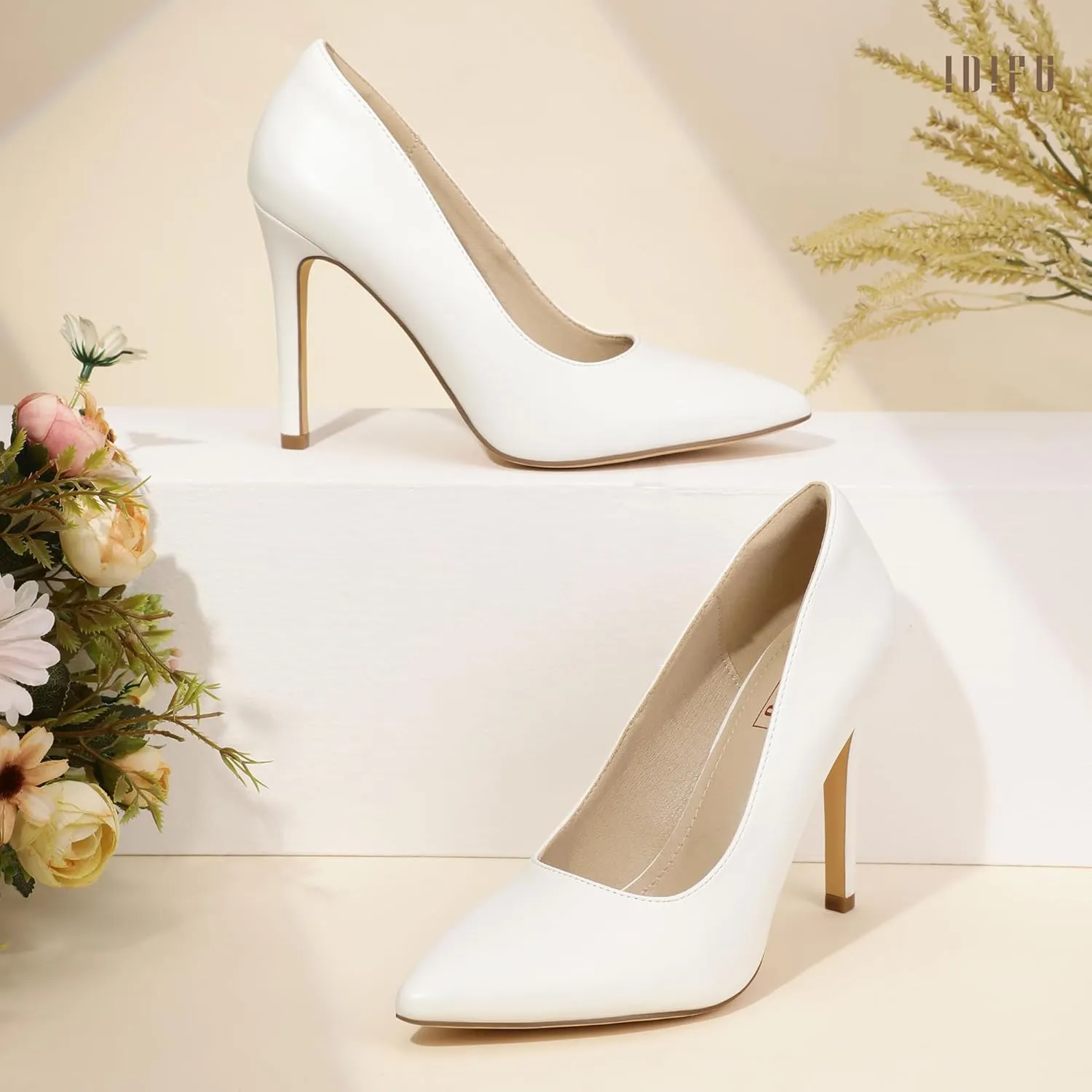 IDIFU IN4 Women's Pumps High Heels Closed Toe Stiletto Pointed Toe Dress Shoes Wedding Prom Bridal Daily Work Office Business Trendy Fashion Sexy Comfortable Pumps Dressy Shoes