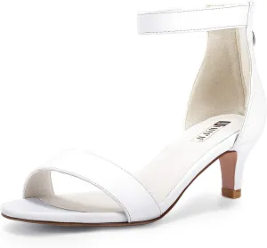 IDIFU Kitten Heels for Women IN2 Low Heels Open Toe Ankle Strap Heeled Sandals Wedding Bridal Evening Prom Party Dress Shoes Womens Heels With Zipper