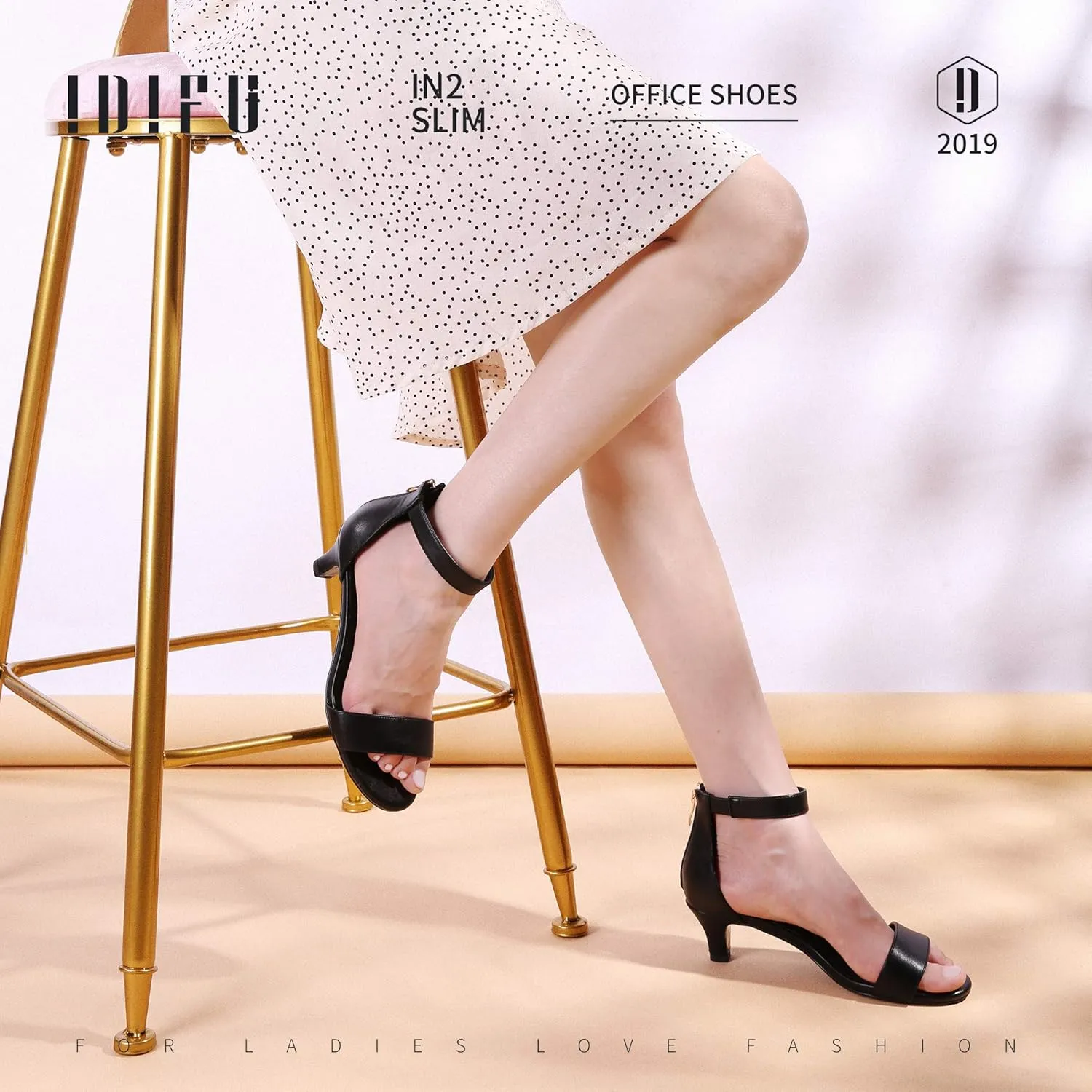 IDIFU Kitten Heels for Women IN2 Low Heels Open Toe Ankle Strap Heeled Sandals Wedding Bridal Evening Prom Party Dress Shoes Womens Heels With Zipper