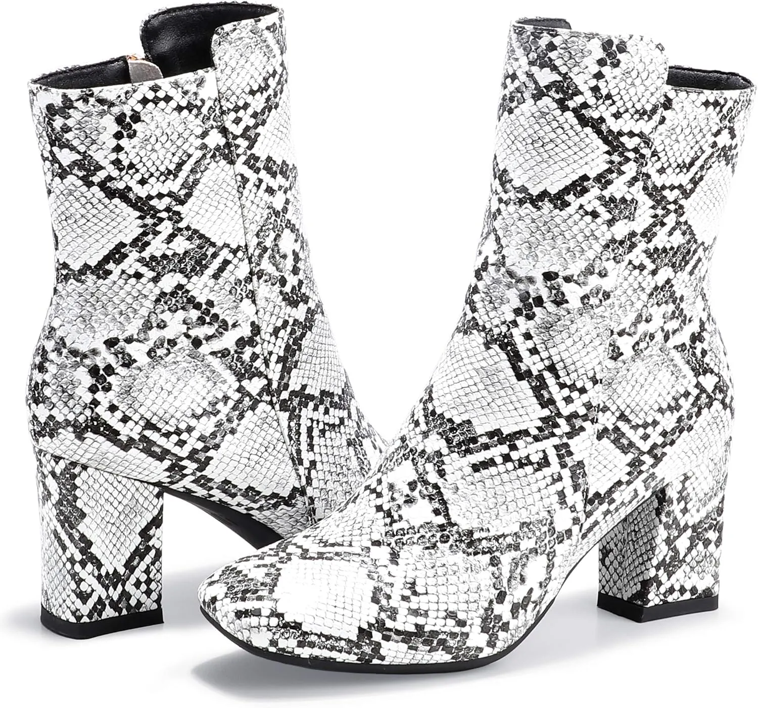 IDIFU Women's Ada Fashion Square Toe Ankle Boots Low Block Heel Short Boots Side Zipper Booties Shoes- Half Size Larger
