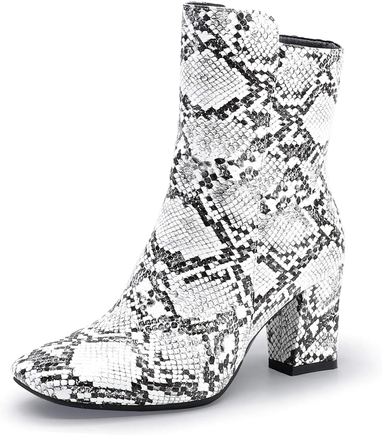 IDIFU Women's Ada Fashion Square Toe Ankle Boots Low Block Heel Short Boots Side Zipper Booties Shoes- Half Size Larger
