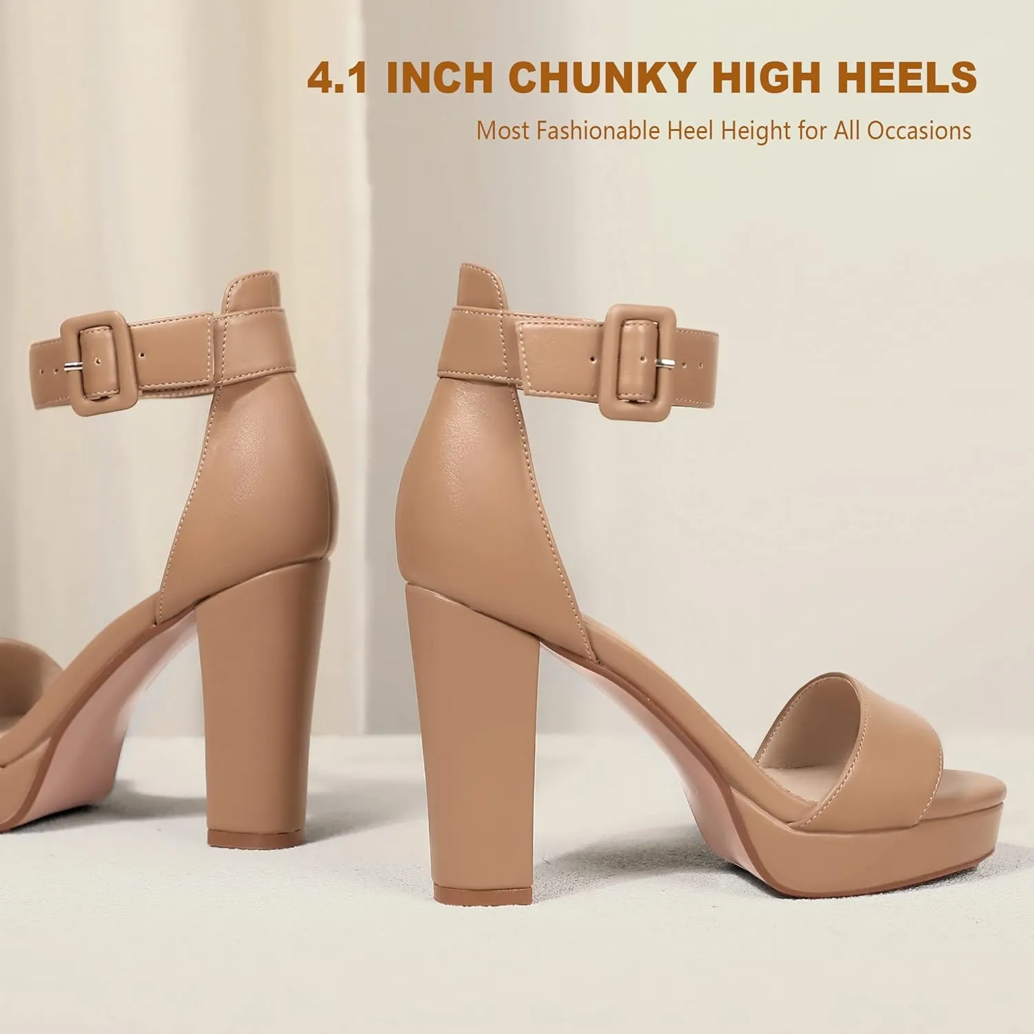 IDIFU Women's IN4 Sabrina Platform Chunky High Heels Ankle Strap Heeled Sandals Wedding Party Dress Shoes