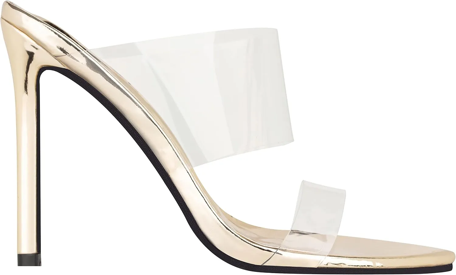 ILLUDE Women’s Clear Pointed Toe Sandals Stiletto Heels Transparent Strap High Heels Slip on Mules