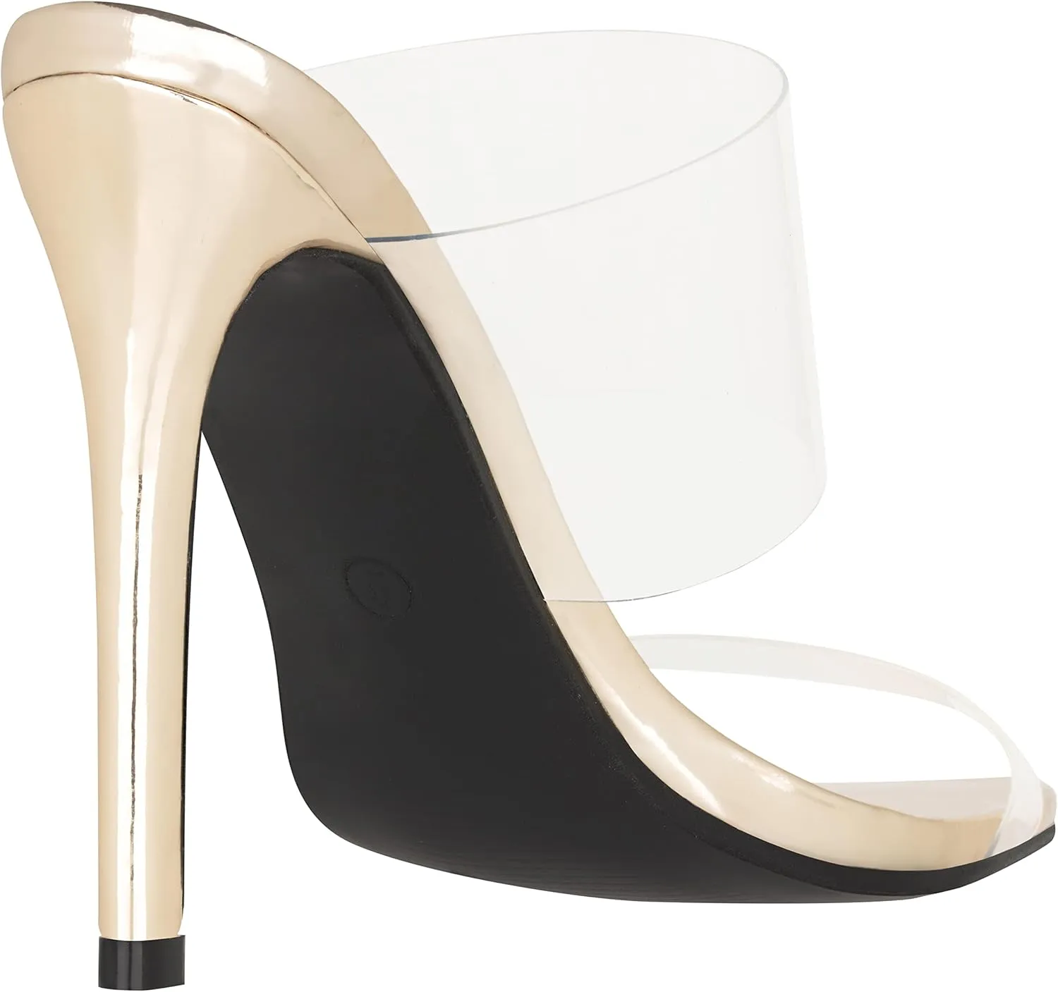 ILLUDE Women’s Clear Pointed Toe Sandals Stiletto Heels Transparent Strap High Heels Slip on Mules