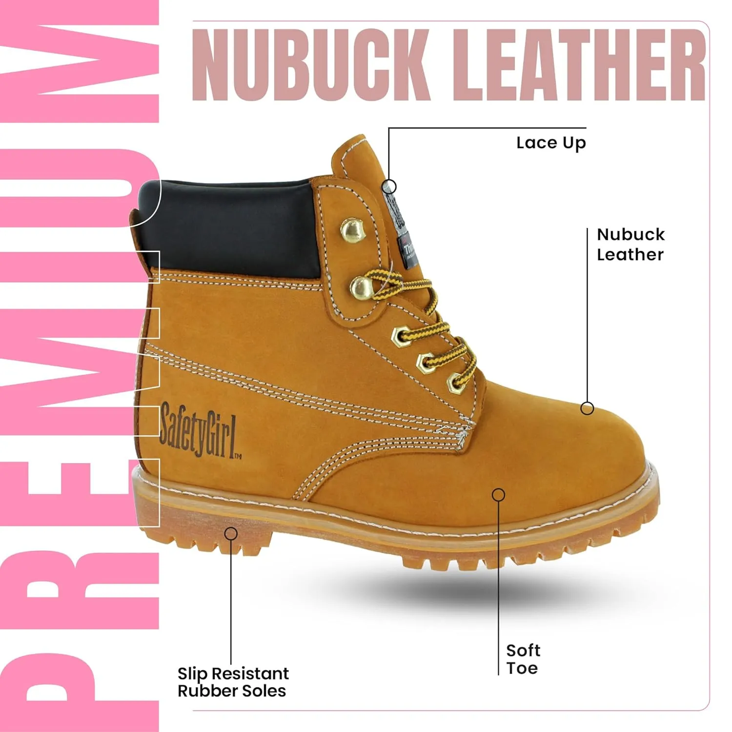Insulated Soft Toe Women's Work Boot - Tan - 11W | 6" Waterproof Work Boots for Women Soft Toe Boots | Insulated Safety Shoes - Nubuck Leather Slip Resistant Womens Work Boot Safety Shoes