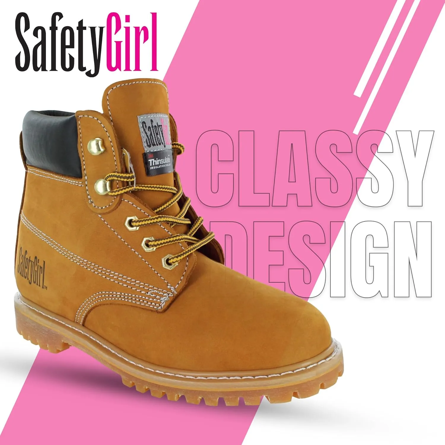 Insulated Soft Toe Women's Work Boot - Tan - 11W | 6" Waterproof Work Boots for Women Soft Toe Boots | Insulated Safety Shoes - Nubuck Leather Slip Resistant Womens Work Boot Safety Shoes