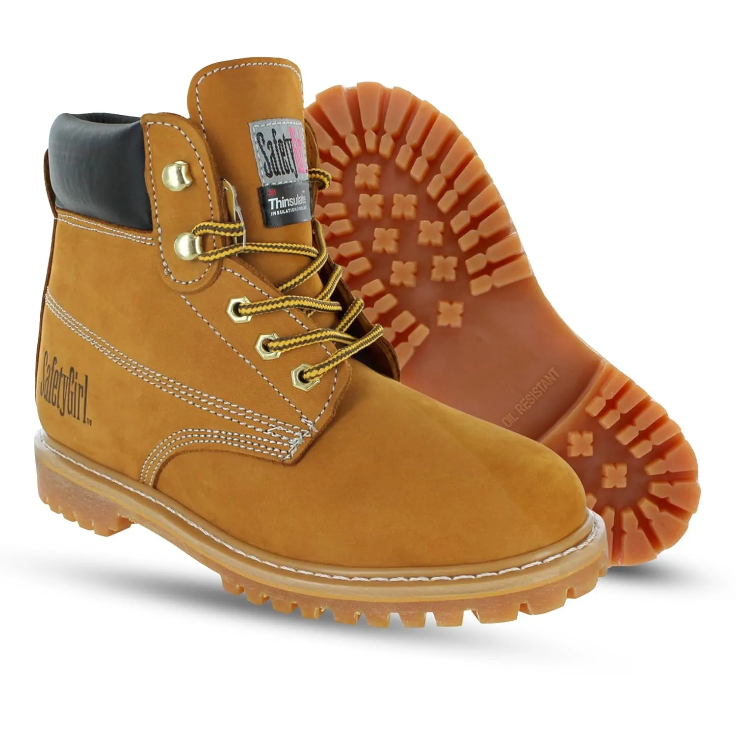 Insulated Soft Toe Women's Work Boot - Tan - 11W | 6" Waterproof Work Boots for Women Soft Toe Boots | Insulated Safety Shoes - Nubuck Leather Slip Resistant Womens Work Boot Safety Shoes