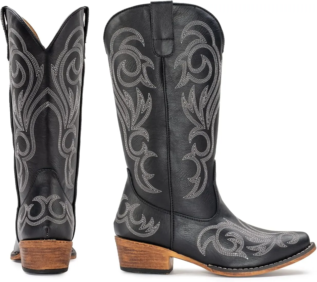 IUV Cowboy Boots For Women Mid Calf Cowgirl Boots Pointy Toe Western Boot