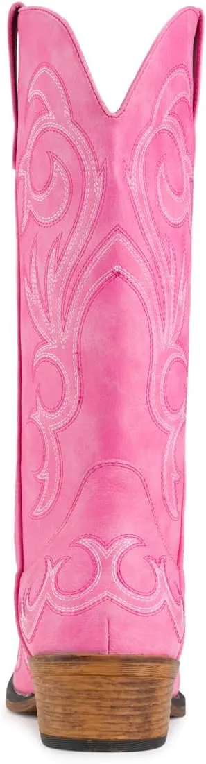 IUV Cowboy Boots For Women Mid Calf Cowgirl Boots Pointy Toe Western Boot