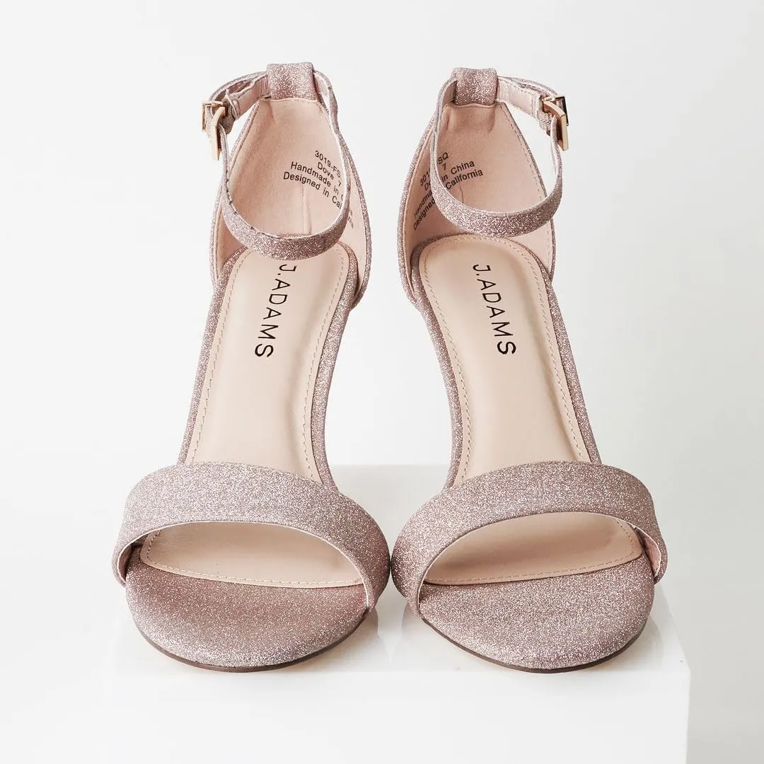 J. Adams Dove Ankle Strap Womens Stiletto For Women Sexy - Open Toe Strappy Heels, Wedding Shoes For Bride, Summer Heels and Bridal Shoes