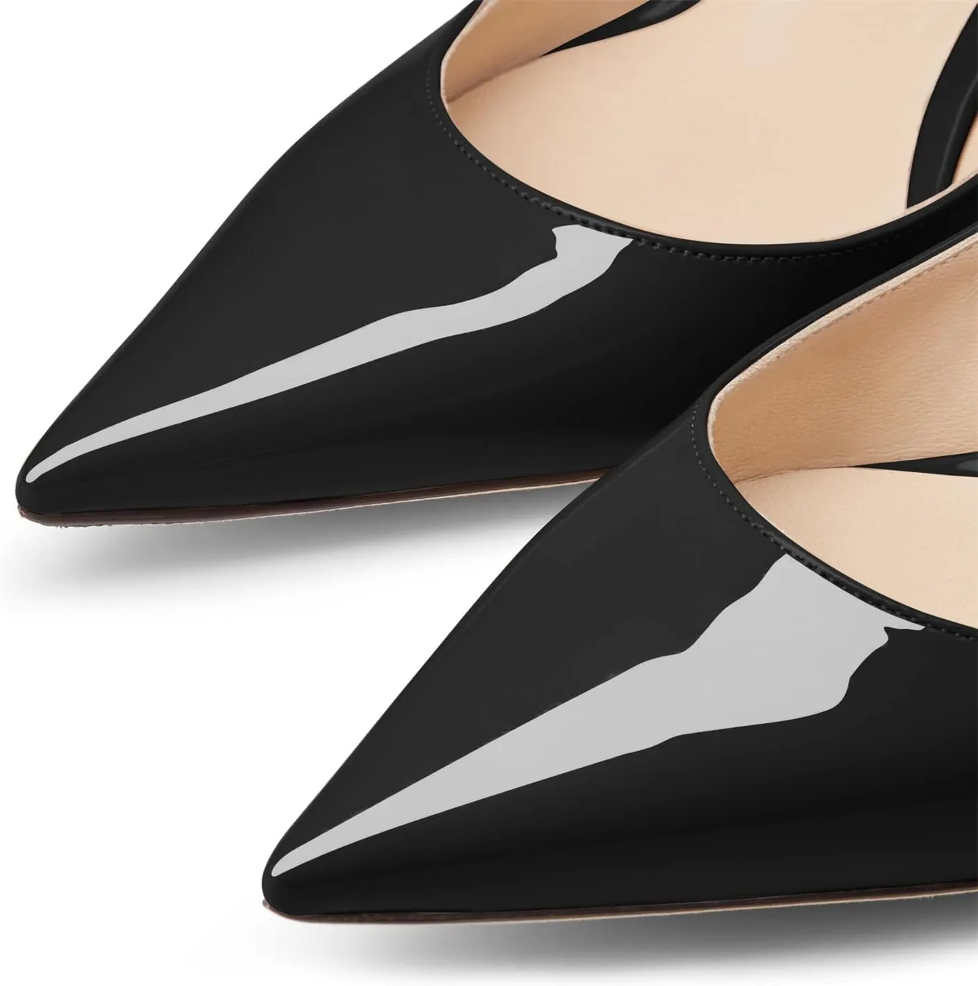 JANSEVEN Mules Flats For Women Closed Toe Flat Sandals With Rhinestone Pointy Slip On Patent Leather 4 Inches Bridal Wedding Shoes Sexy