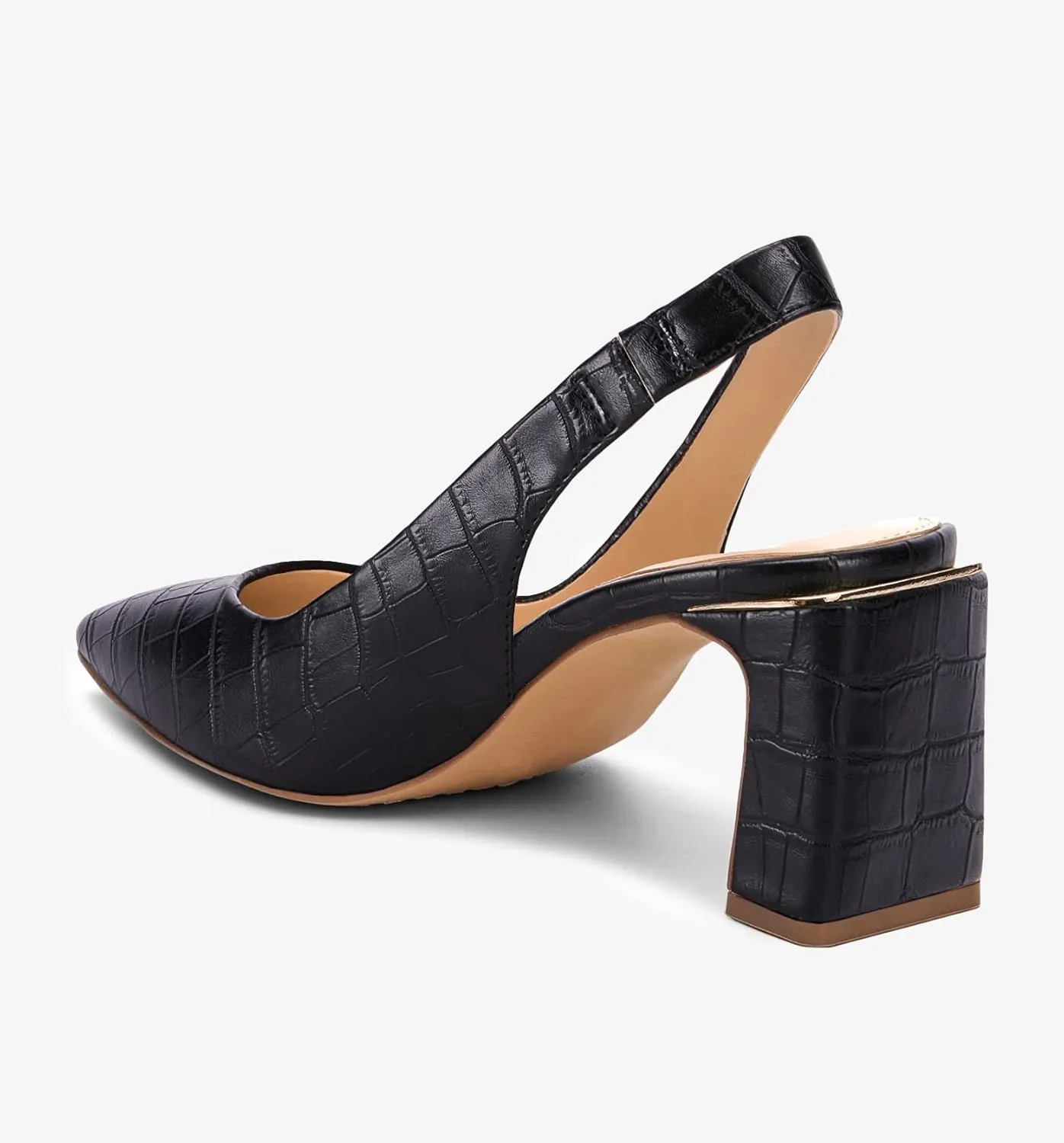 Jeimpoey Womens Slingback Chunky Heels Point-toe Pump Shoes Block Heel Summer Sandals Low-heel Party Shoes