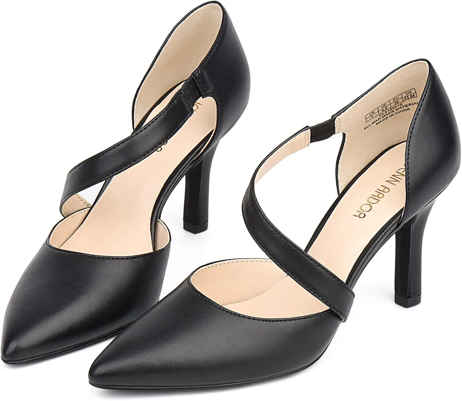JENN ARDOR Women's Closed Toe Heels for Women 3 inch Stilettos Professional D'Orsay Pumps Sexy Ankle Strap Pointed Wedding Bride Evening Party Office Ladies Dress Shoes High Heels