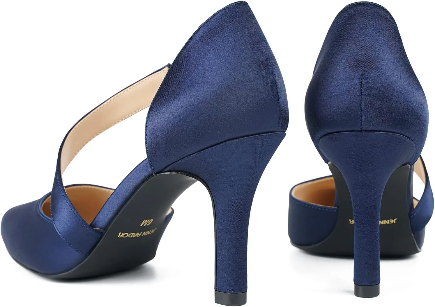 JENN ARDOR Women's Closed Toe Heels for Women 3 inch Stilettos Professional D'Orsay Pumps Sexy Ankle Strap Pointed Wedding Bride Evening Party Office Ladies Dress Shoes High Heels