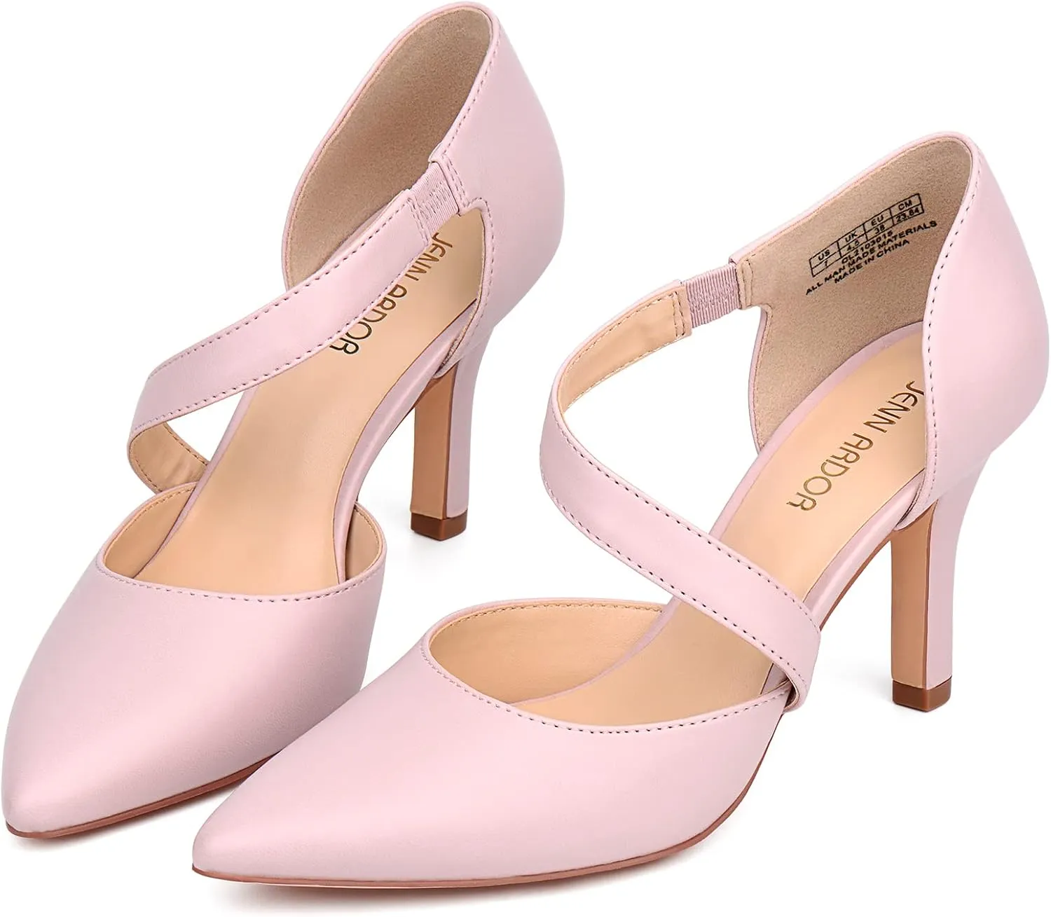 JENN ARDOR Women's Closed Toe Heels for Women 3 inch Stilettos Professional D'Orsay Pumps Sexy Ankle Strap Pointed Wedding Bride Evening Party Office Ladies Dress Shoes High Heels