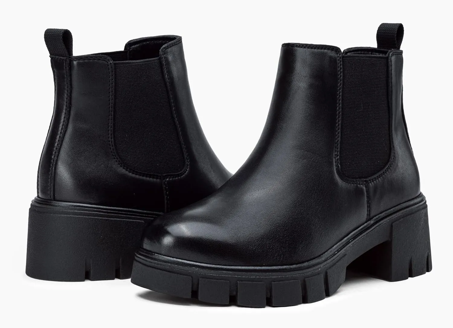 Jeossy Womens 9606 Chelsea Ankle Boots, Platform Chunky Low Heel Slip on Booties, Lug Sole Fashion Short Boots