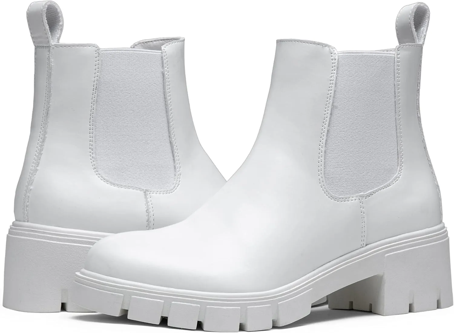 Jeossy Womens 9606 Chelsea Ankle Boots, Platform Chunky Low Heel Slip on Booties, Lug Sole Fashion Short Boots