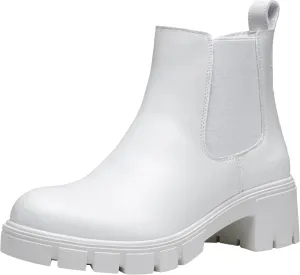 Jeossy Womens 9606 Chelsea Ankle Boots, Platform Chunky Low Heel Slip on Booties, Lug Sole Fashion Short Boots