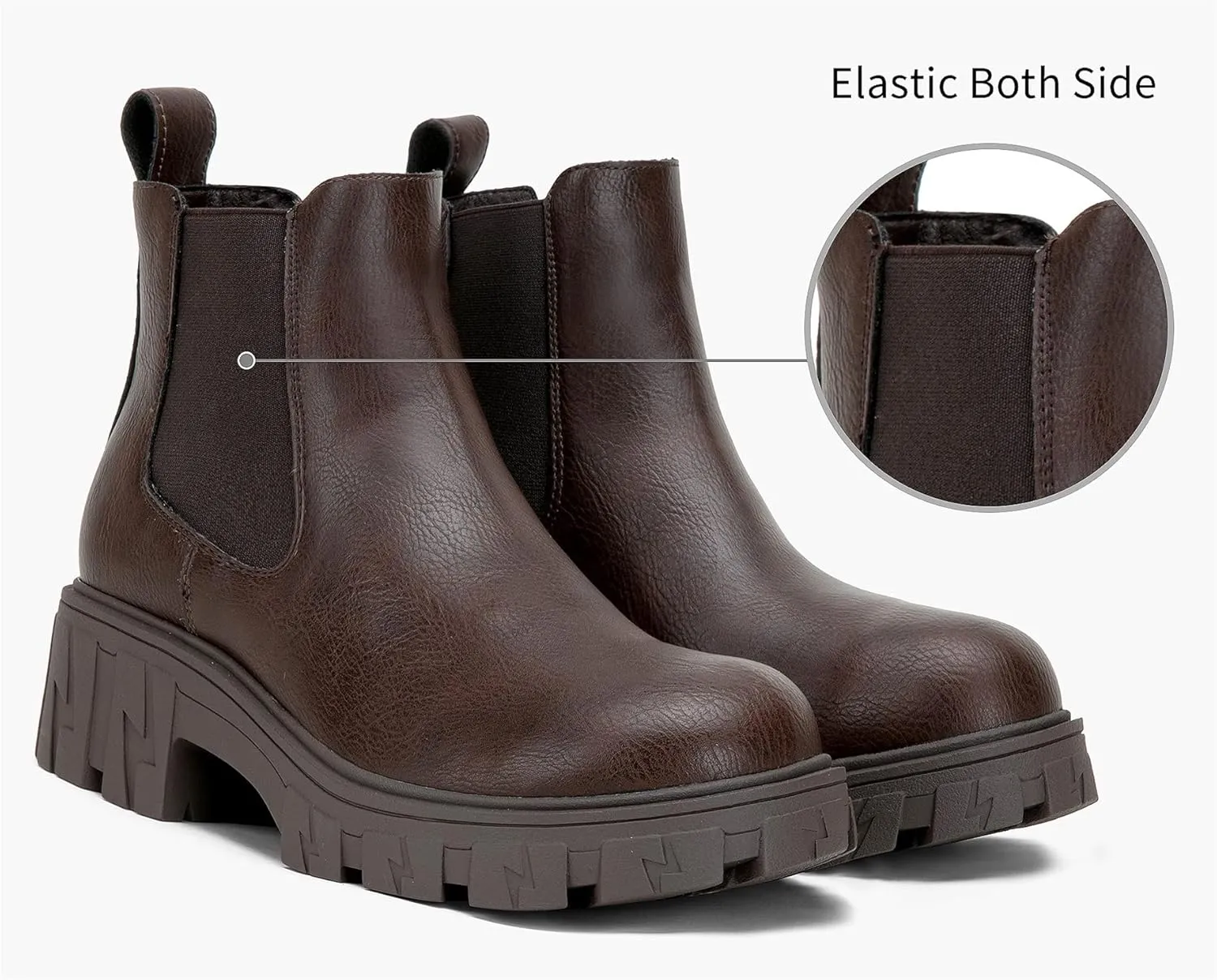 Jeossy Women's 9620 Chelsea Combat Boots, Platform Ankle Boots Chunky Heel, Fashion Lug Sole Slip on Booties with Elastic Band