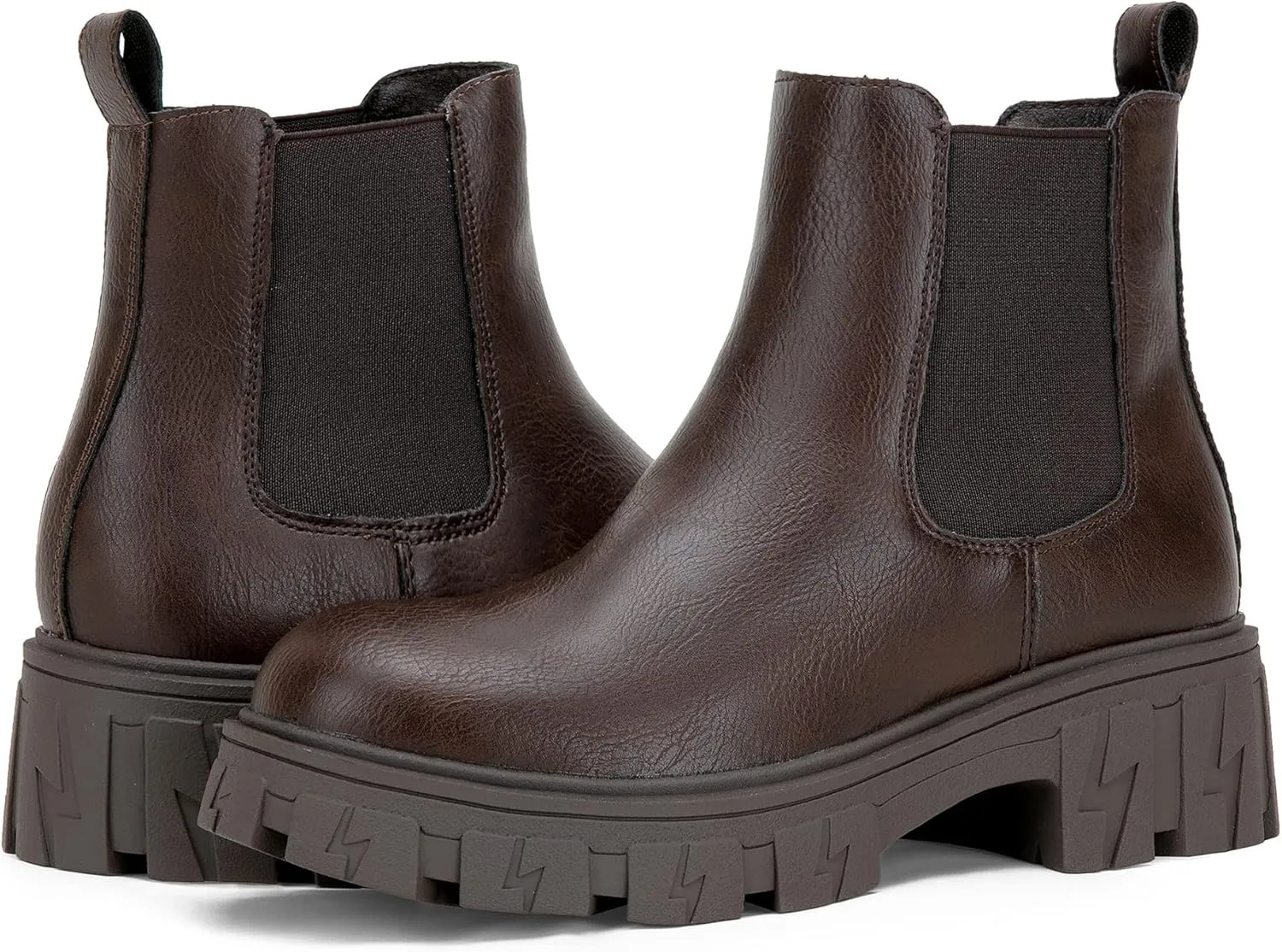Jeossy Women's 9620 Chelsea Combat Boots, Platform Ankle Boots Chunky Heel, Fashion Lug Sole Slip on Booties with Elastic Band