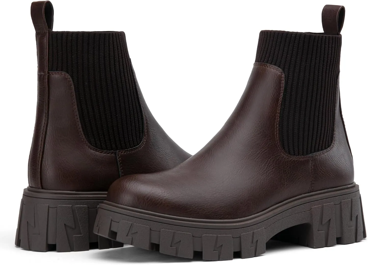 Jeossy Women’s Chelsea Chunky Ankle Boots Elastic Platform Lug Sole Short Pull on Low Heel 9610 Booties