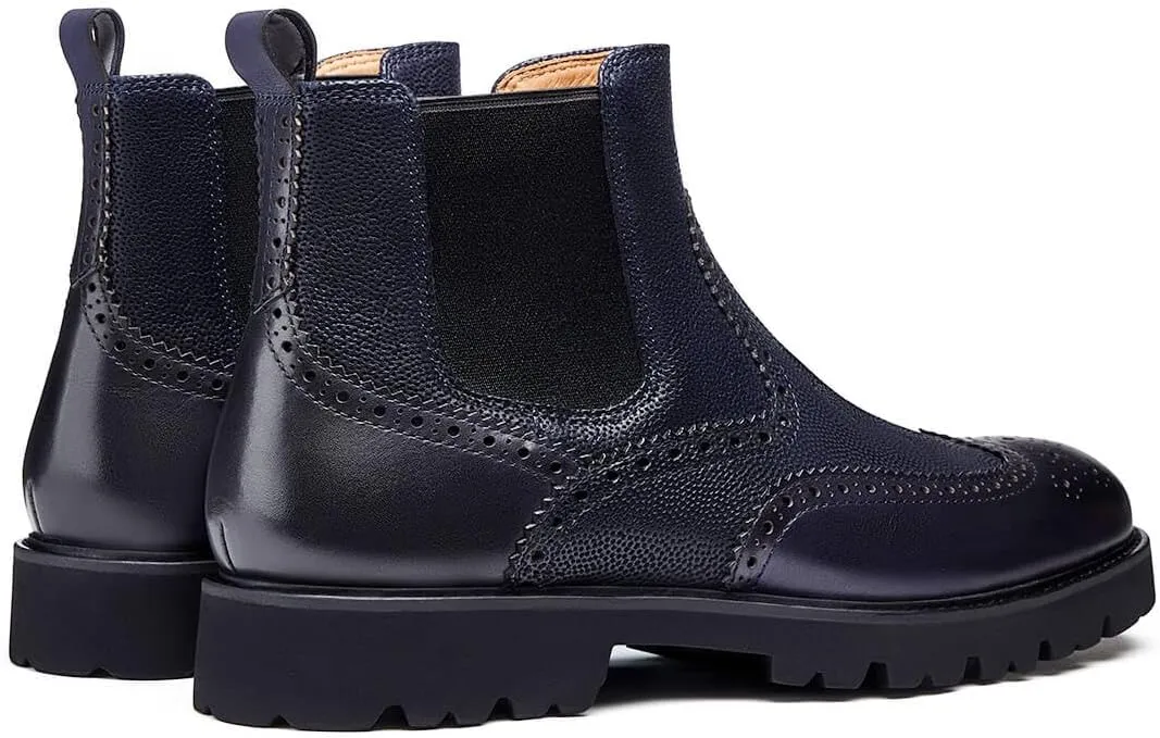 Jepsengord Men's Chelsea Boots Genuine Leather Dress Boots for Men Wingtip Brogue Formal Business Casual Ankle Boots