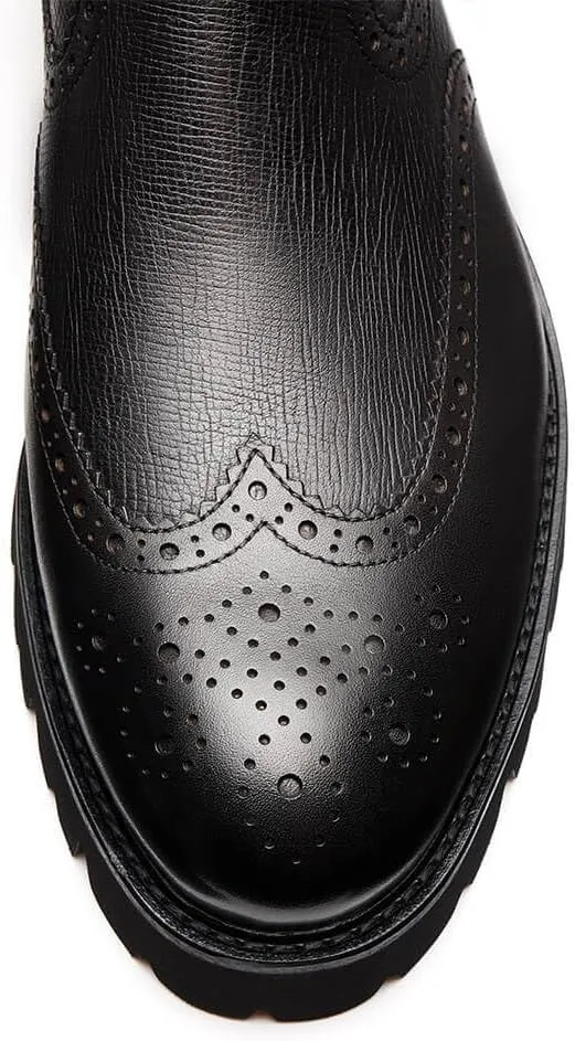 Jepsengord Men's Chelsea Boots Genuine Leather Dress Boots for Men Wingtip Brogue Formal Business Casual Ankle Boots