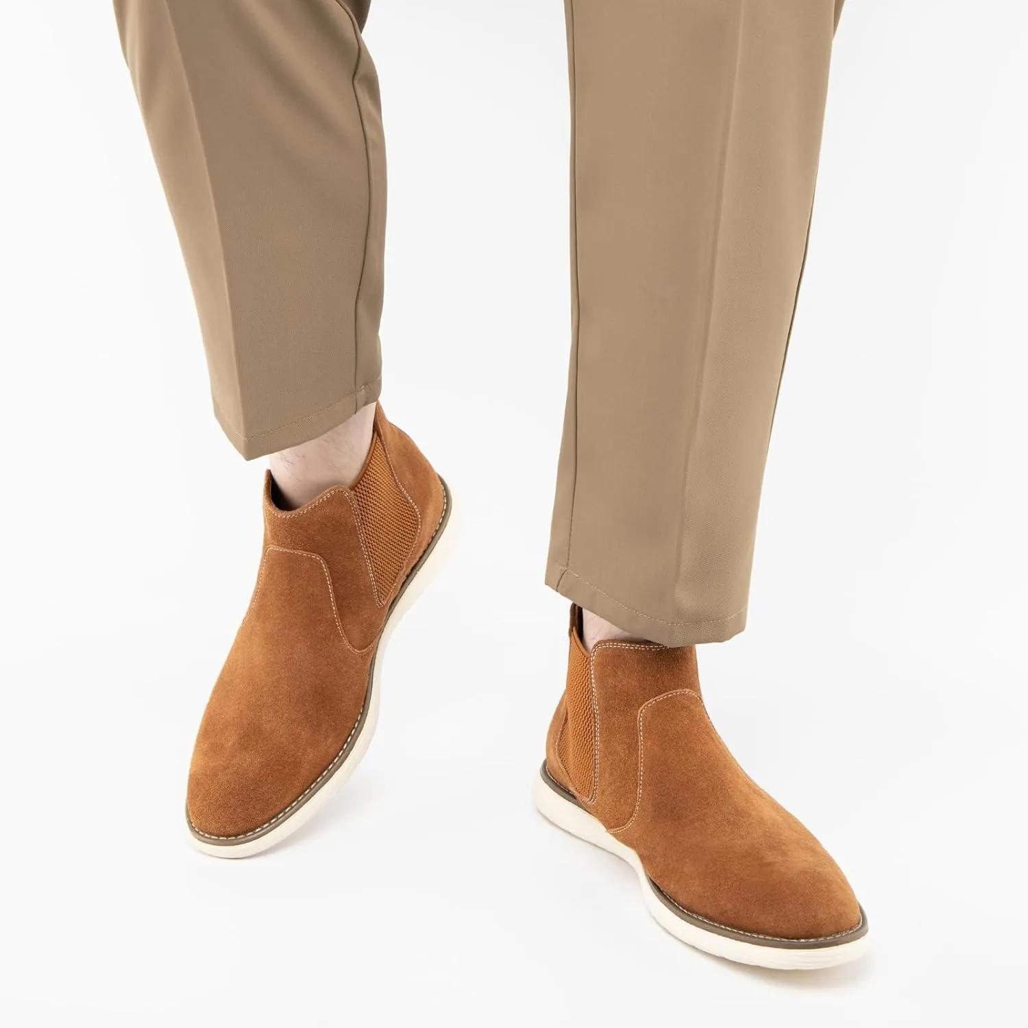 JITAI Men's Suede Leather Chelsea Boots Classic Elastic Dress Ankle Boots for Men