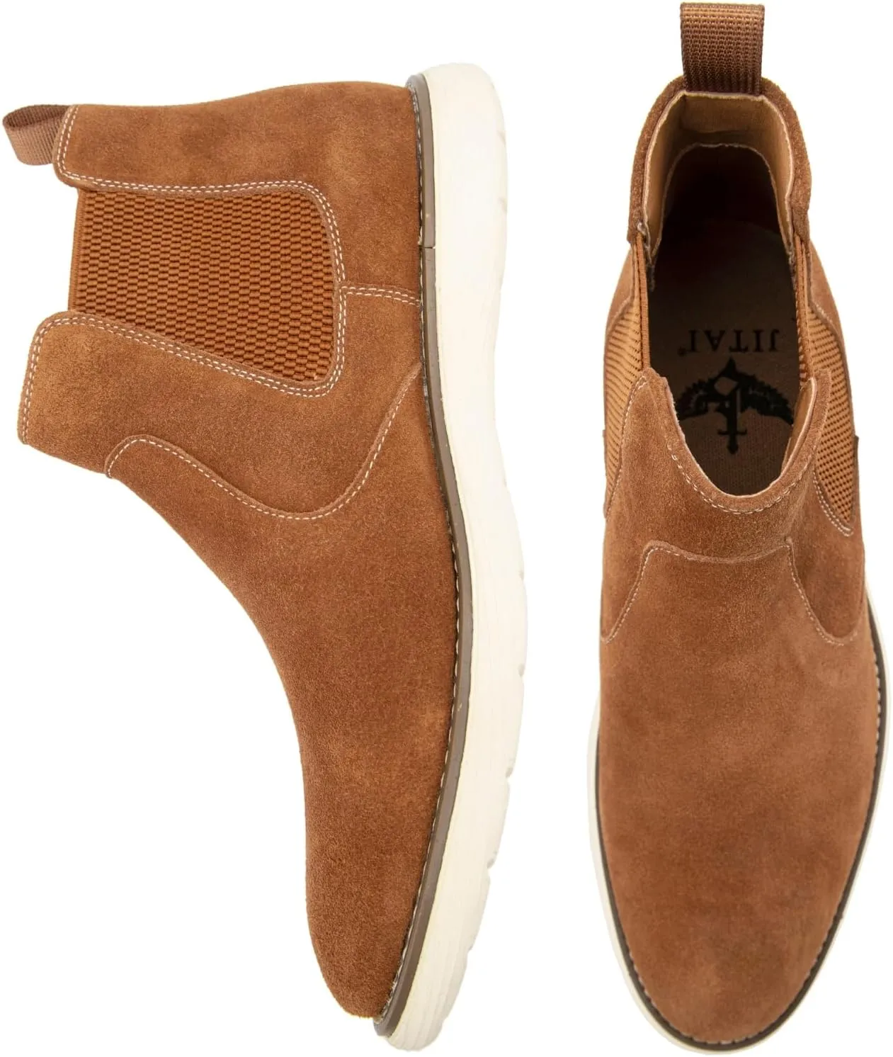 JITAI Men's Suede Leather Chelsea Boots Classic Elastic Dress Ankle Boots for Men