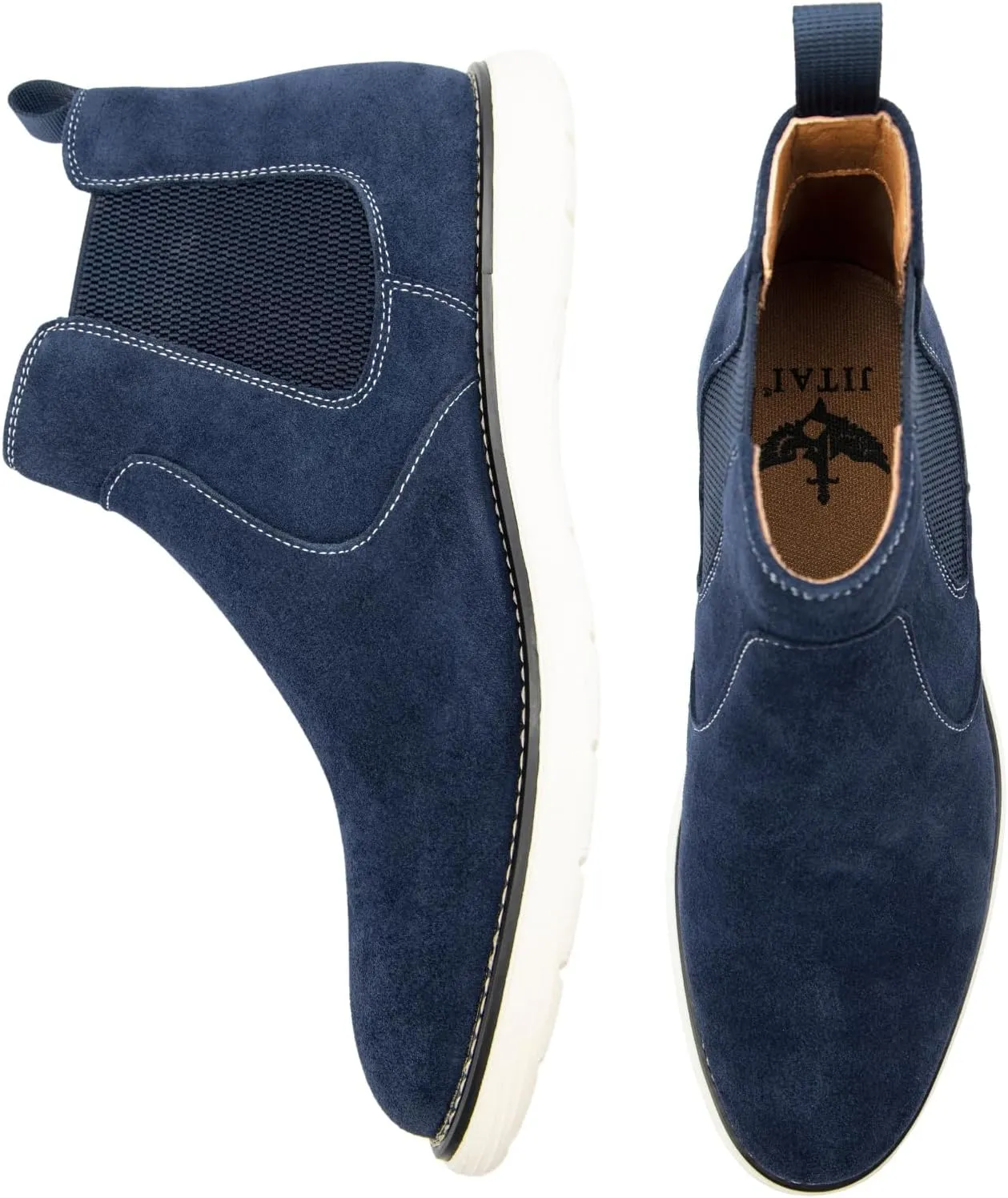 JITAI Men's Suede Leather Chelsea Boots Classic Elastic Dress Ankle Boots for Men