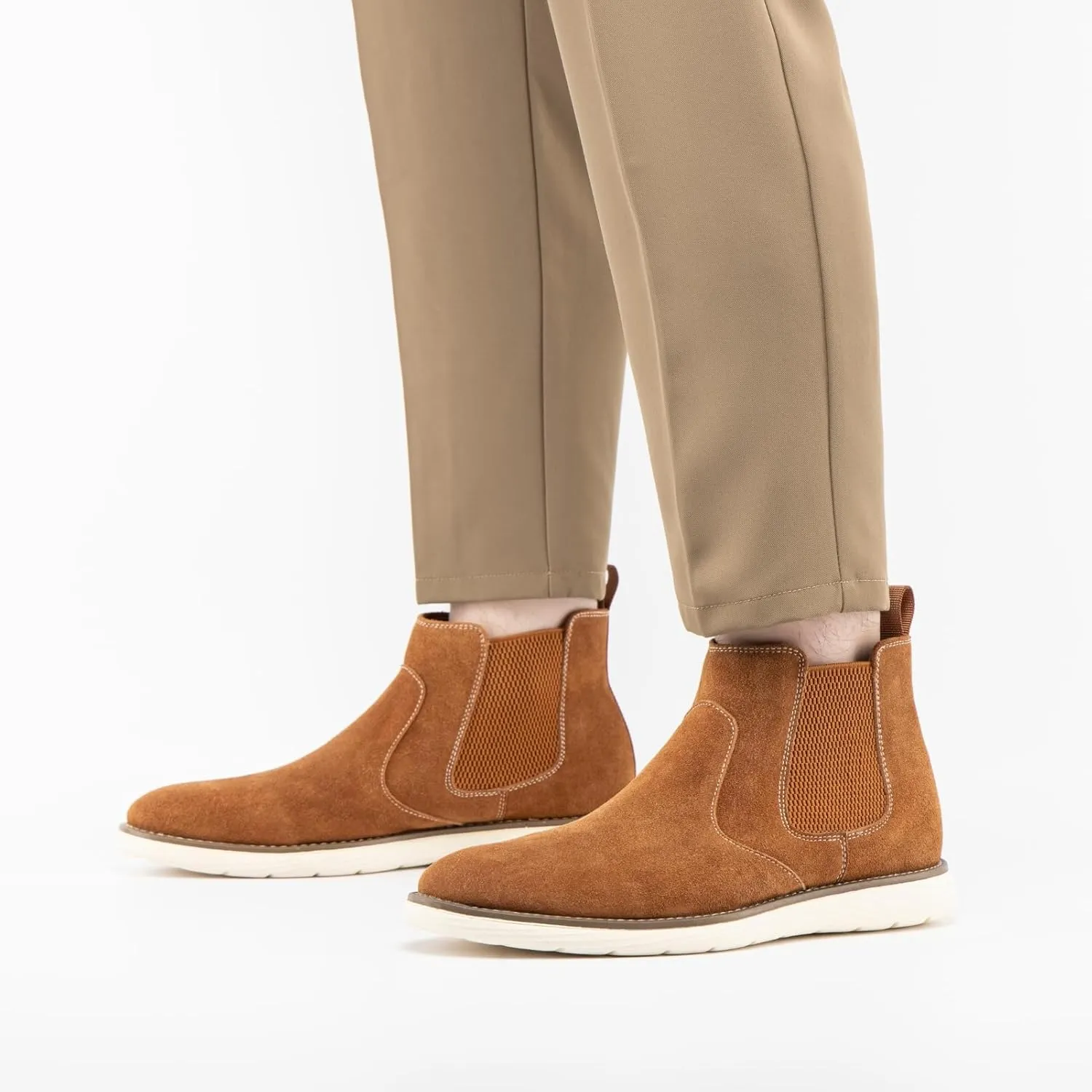 JITAI Men's Suede Leather Chelsea Boots Classic Elastic Dress Ankle Boots for Men