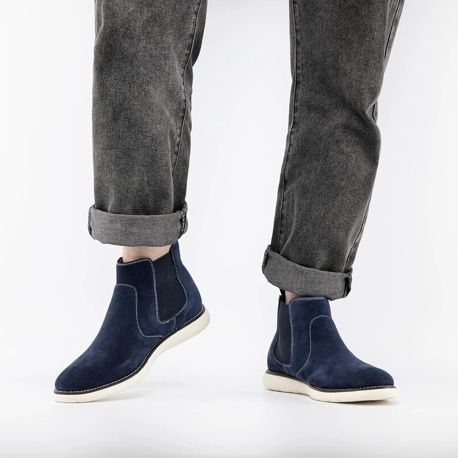 JITAI Men's Suede Leather Chelsea Boots Classic Elastic Dress Ankle Boots for Men