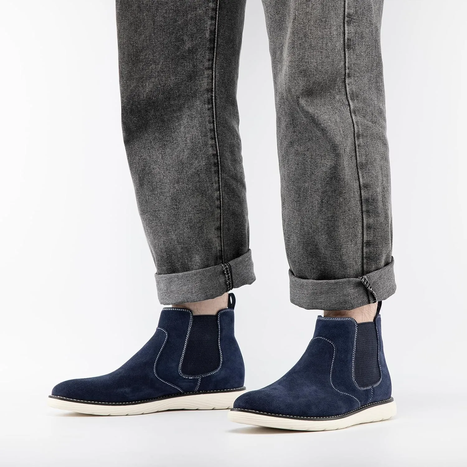JITAI Men's Suede Leather Chelsea Boots Classic Elastic Dress Ankle Boots for Men