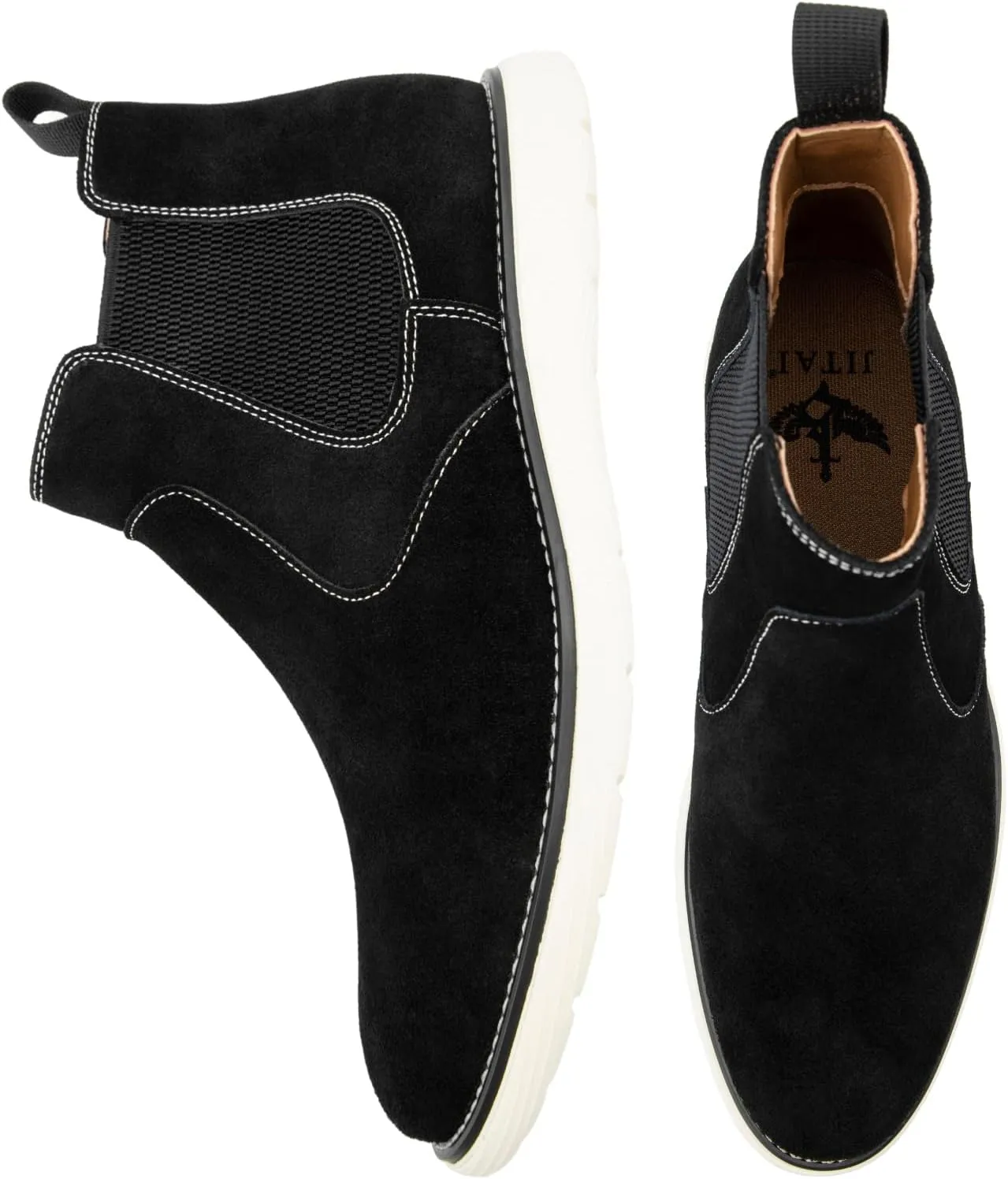 JITAI Men's Suede Leather Chelsea Boots Classic Elastic Dress Ankle Boots for Men