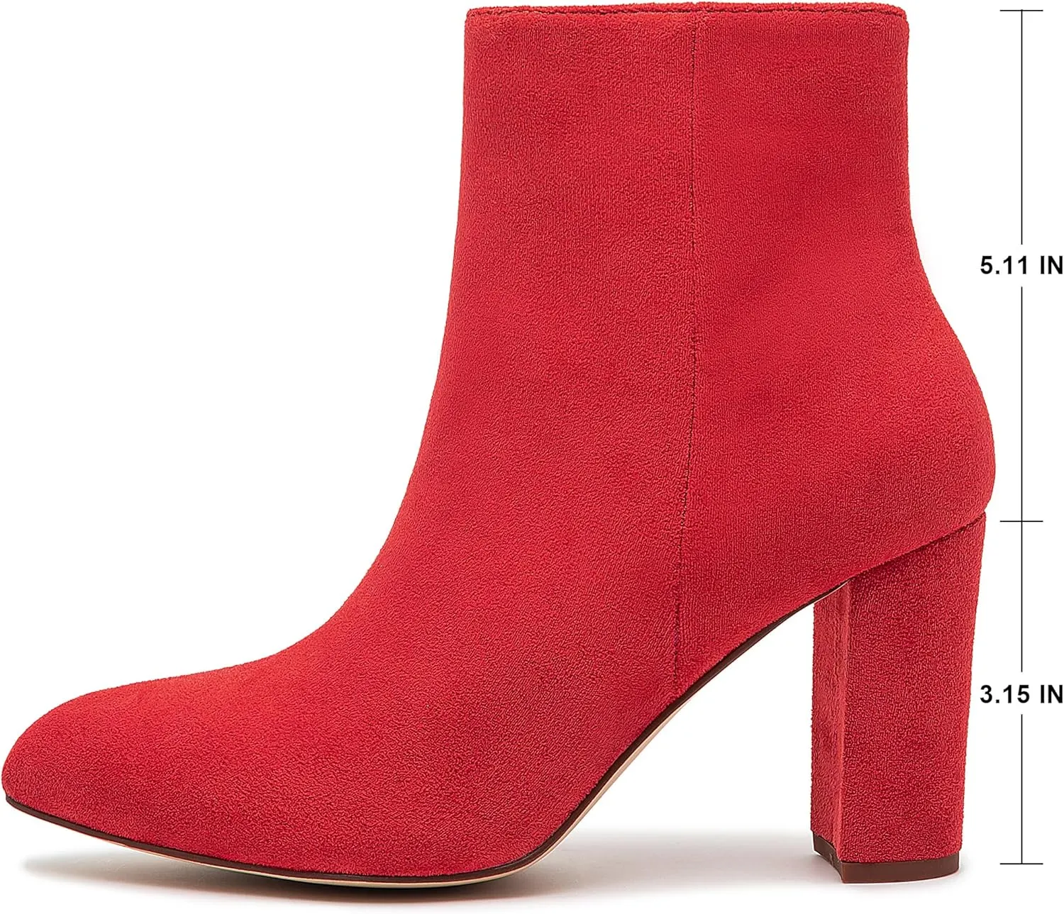 Jiu du Ankle Boots for Women Chunky Heel GoGo Boots Pointed Toe Side Zipper Dressy Go Go Short Booties