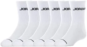 Jordan Jumpman Boys Cushioned Crew Socks 6 Pairs Kids Shoe Size 3-5 Years 7-9 Sock Size