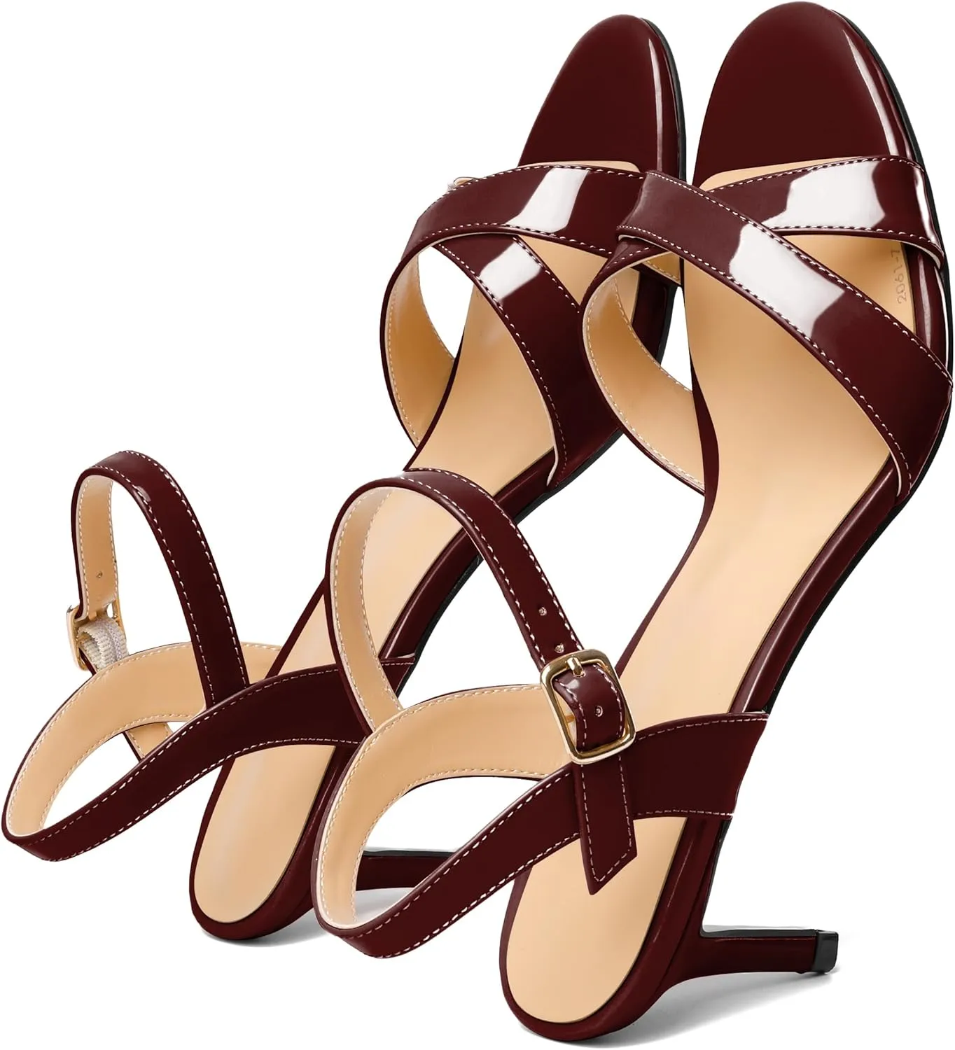Joseywade Women's Heeled Sandals Strappy Low Kitten Heels Crisscross Open Round Toe Heels 2.5'' Adjustable Ankle Strap Shoes
