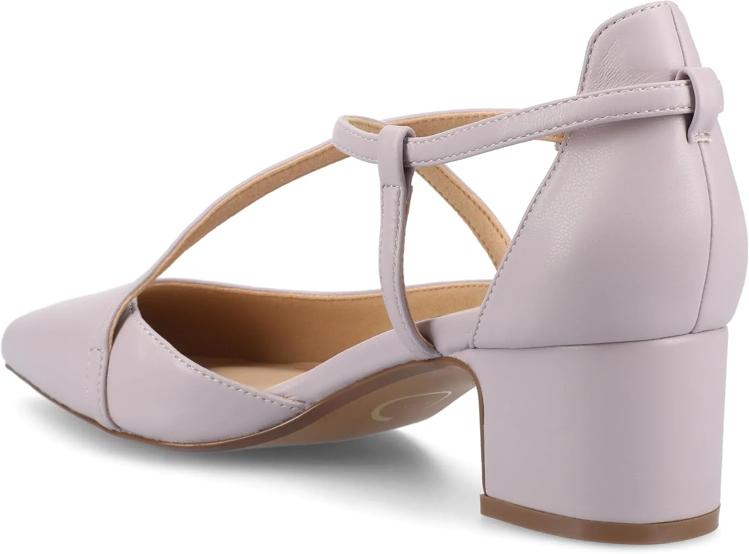 Journee Collection Womens Galvinn Block Hell Dress Pumps Slip on Cushioned Pointed Toe Fashion Shoe